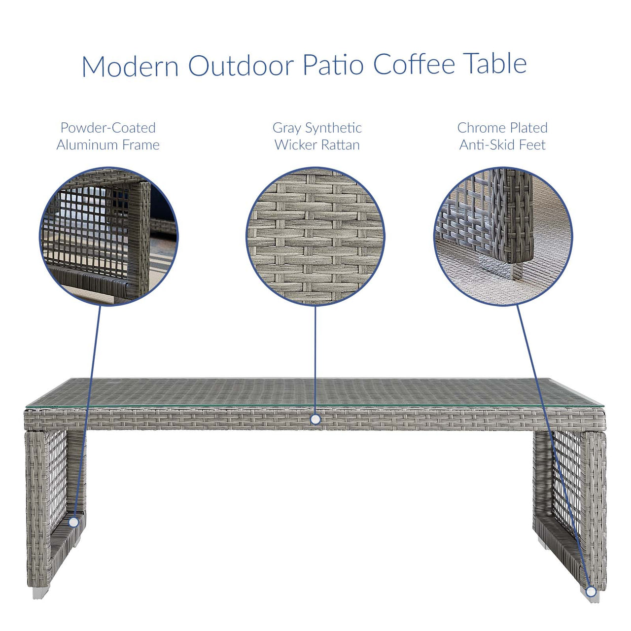 Alma Alfresco Woven Coffee Table, Gray
