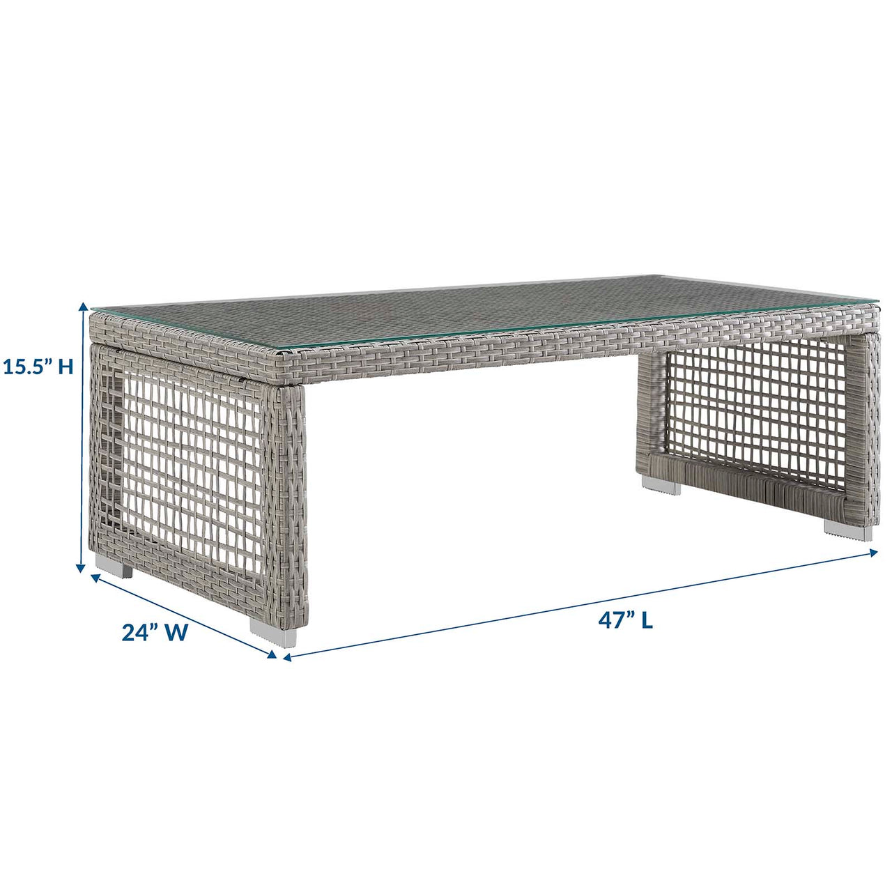 Alma Alfresco Woven Coffee Table, Gray