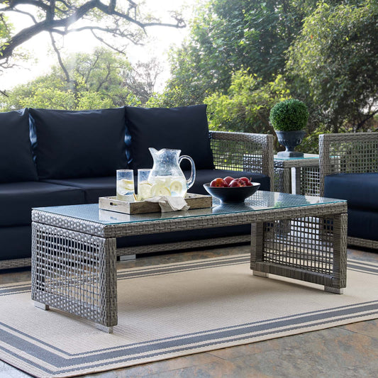 Alma Alfresco Woven Coffee Table, Gray