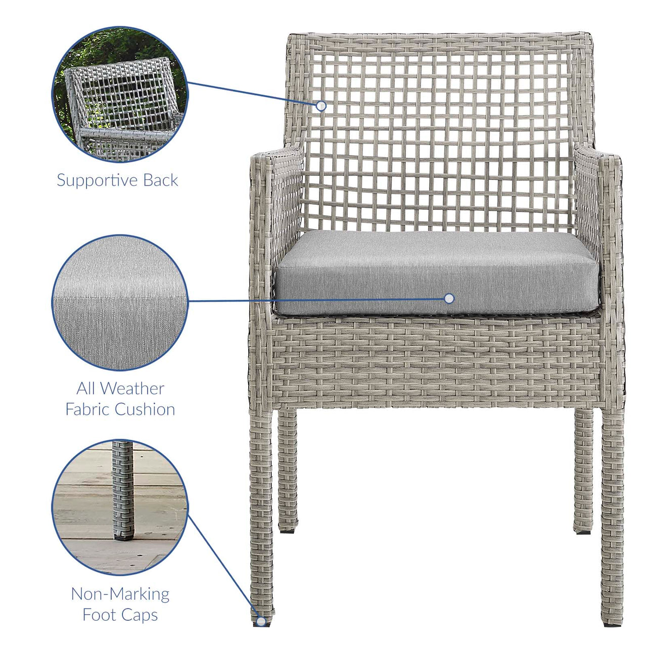 Alma Alfresco Woven Dining Armchair, Gray