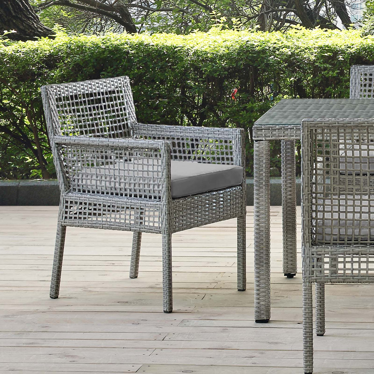 Alma Alfresco Woven Dining Armchair, Gray