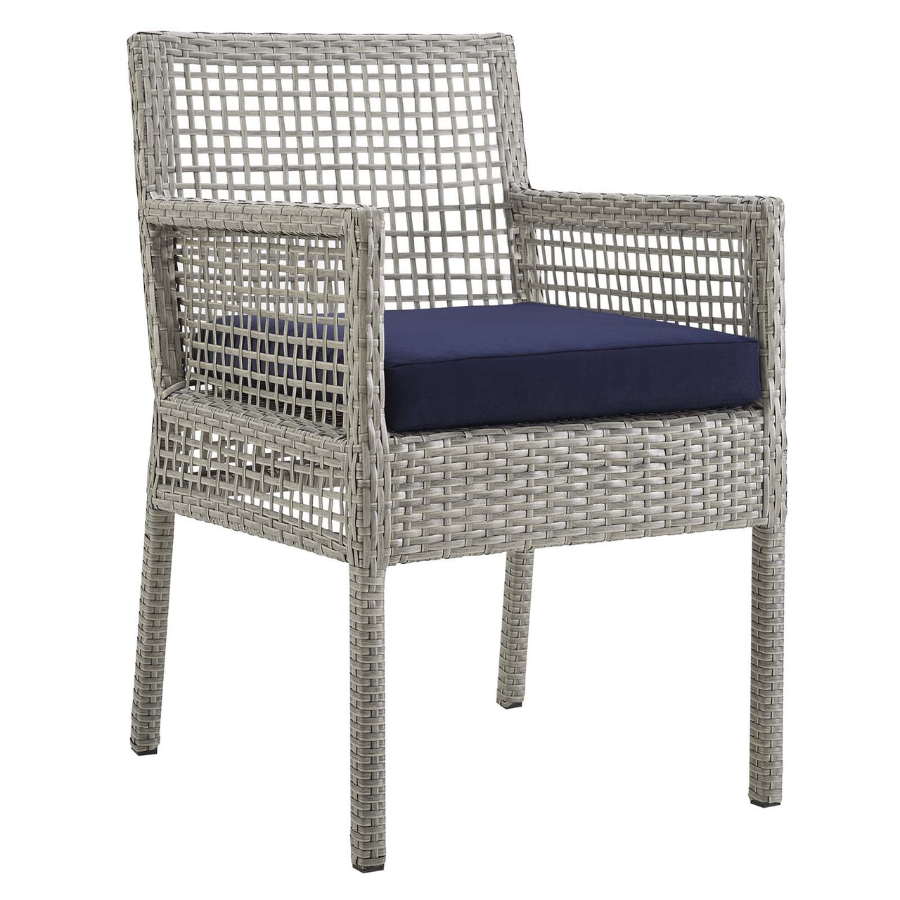 Alma Alfresco Woven Dining Armchair, Gray & Navy