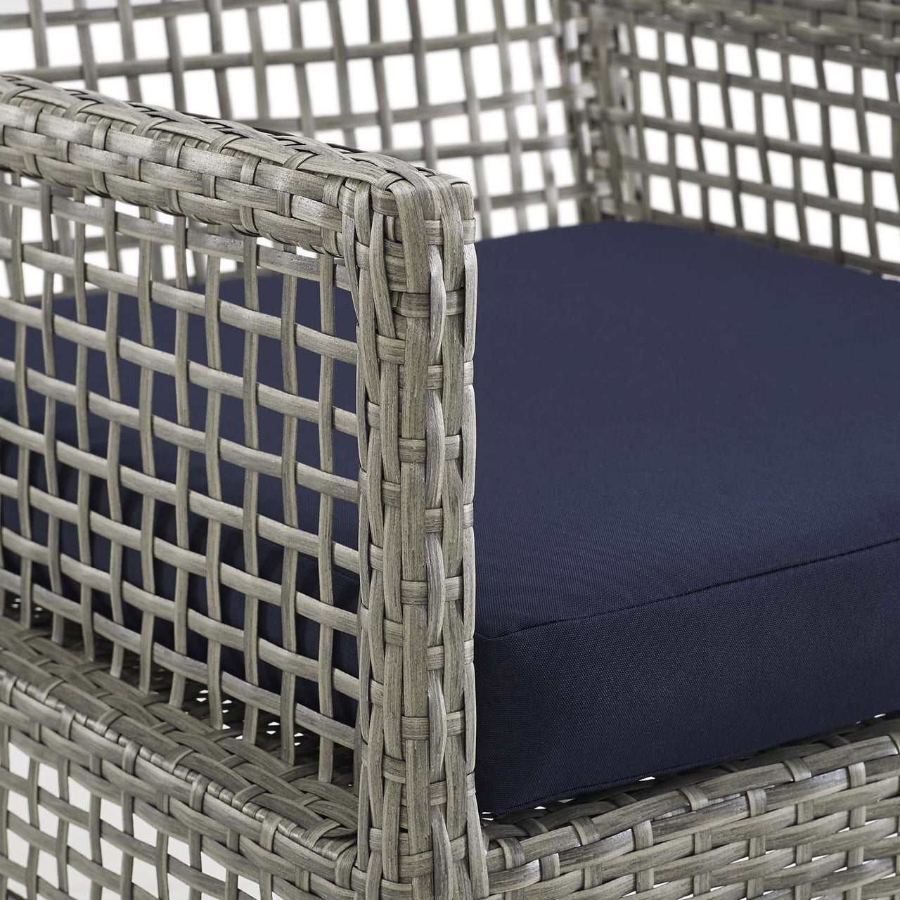 Alma Alfresco Woven Dining Armchair, Gray & Navy