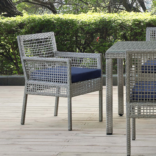 Alma Alfresco Woven Dining Armchair, Gray & Navy