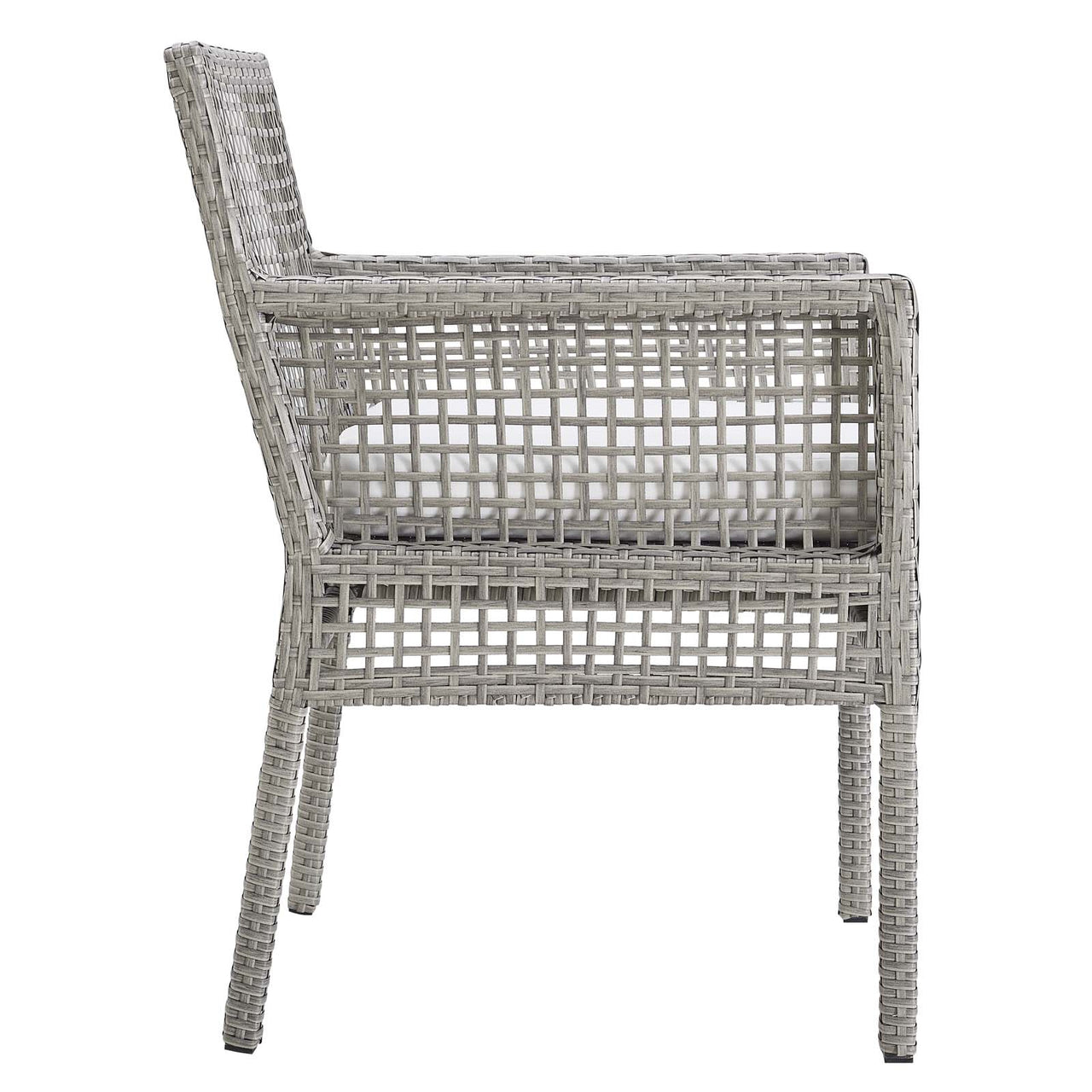 Alma Alfresco Woven Dining Armchair, Gray & White