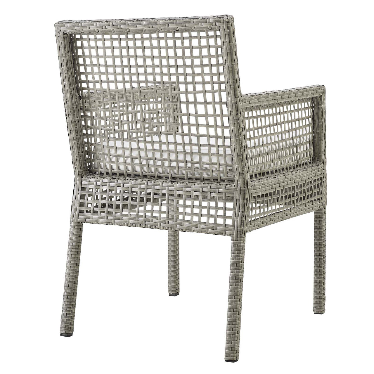 Alma Alfresco Woven Dining Armchair, Gray & White
