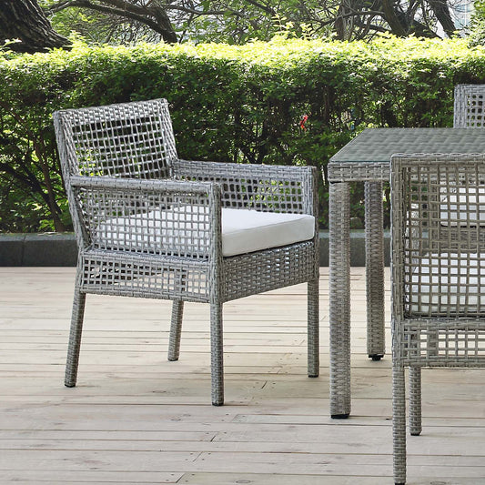 Alma Alfresco Woven Dining Armchair, Gray & White