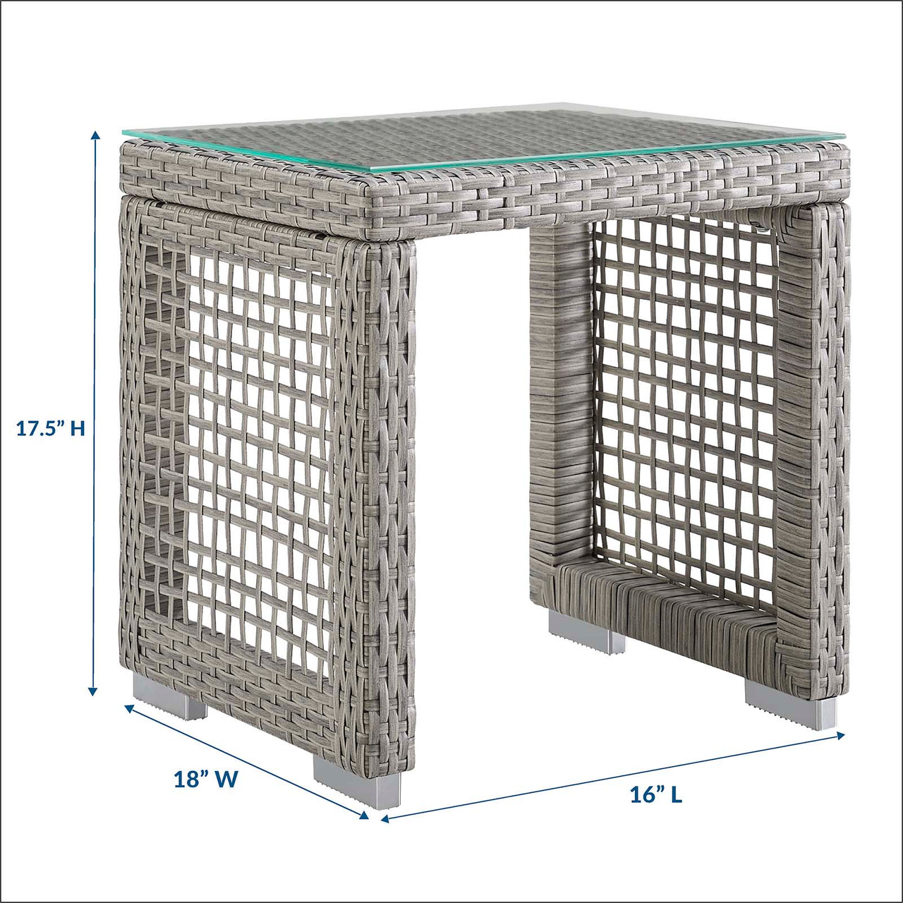 Alma Alfresco Woven Side Table, Gray
