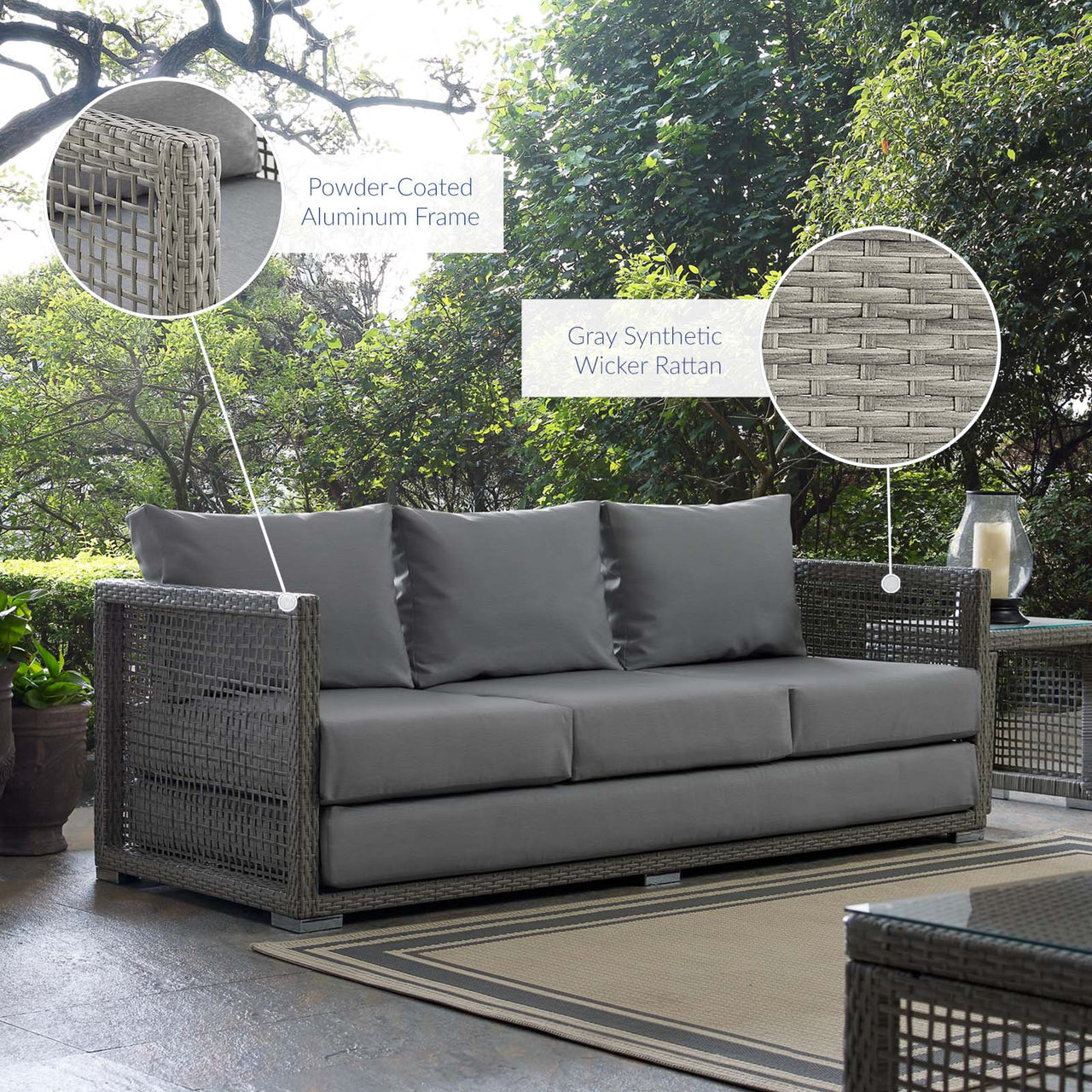 Alma Alfresco Woven Sofa, Gray