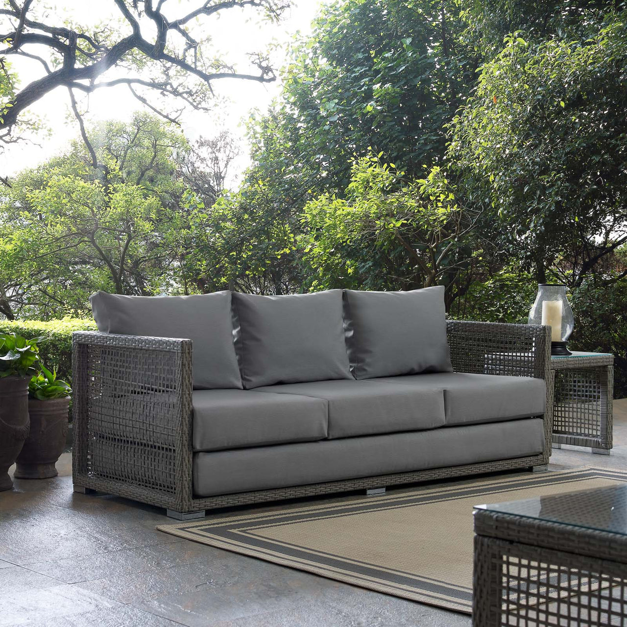 Alma Alfresco Woven Sofa, Gray