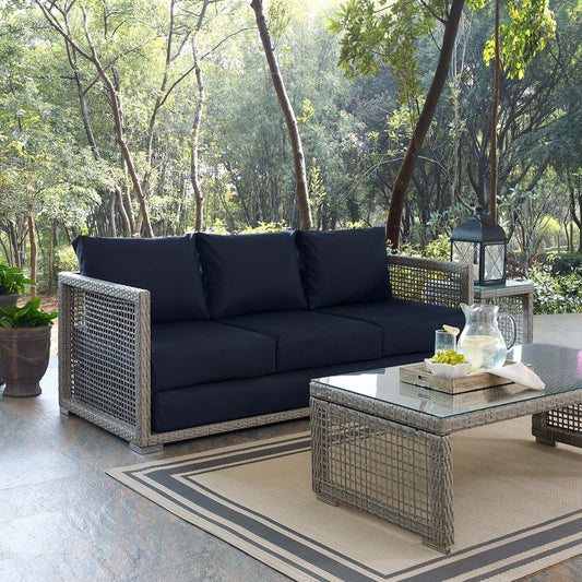 Alma Alfresco Woven Sofa, Gray & Navy