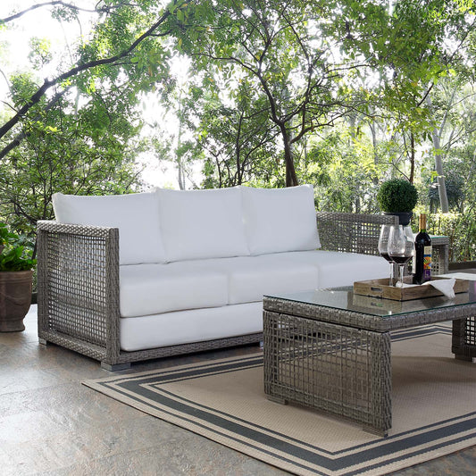 Alma Alfresco Woven Sofa, Gray & White