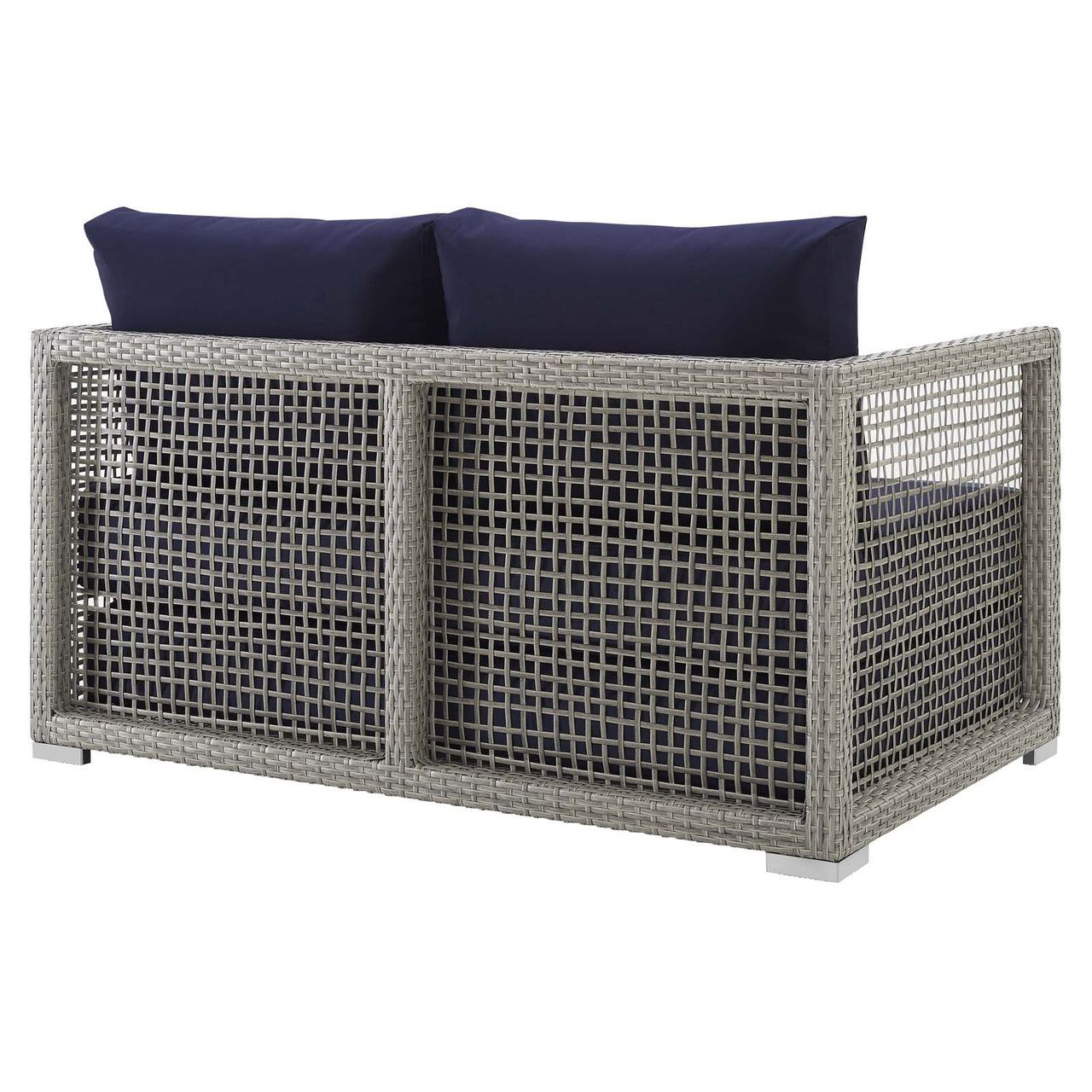 Alma Alfresco Woven Loveseat, Gray & Navy