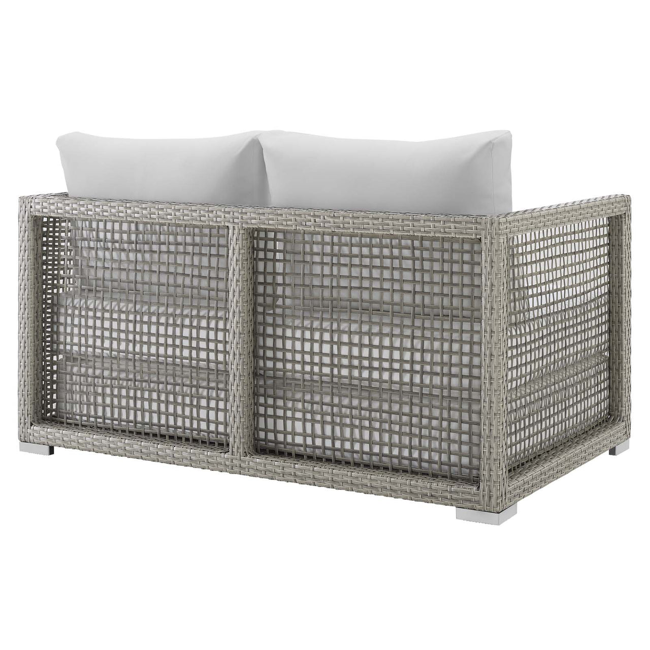Alma Alfresco Woven Loveseat, Gray & White