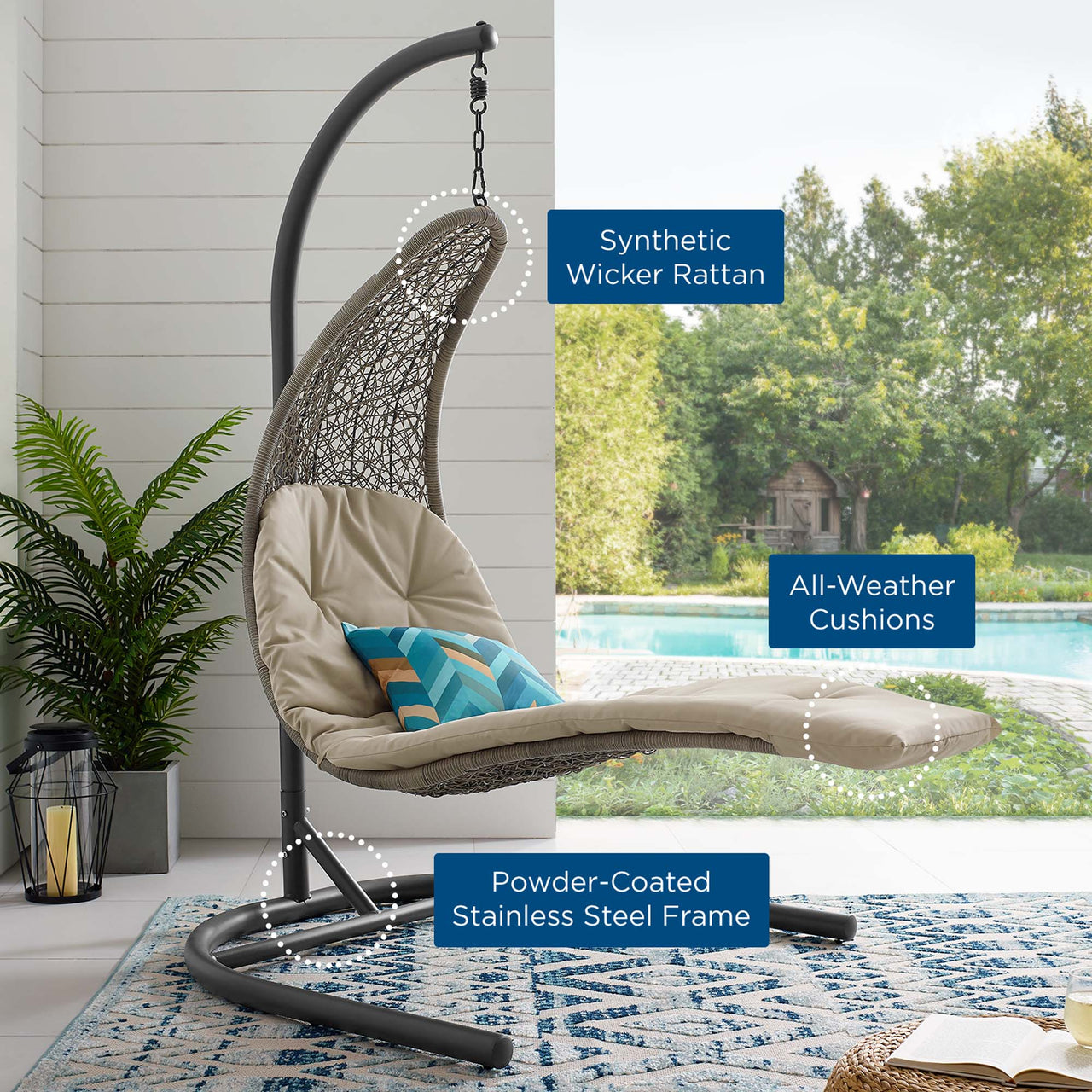 Magic Carpet Swing Chair, Light Gray & Beige