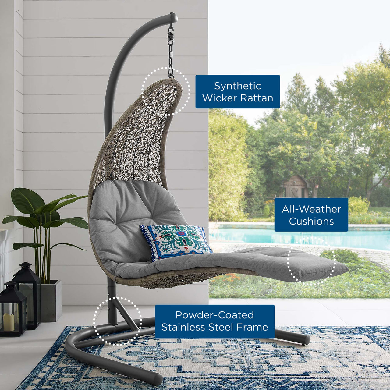 Magic Carpet Swing Chair, Light Gray & Gray
