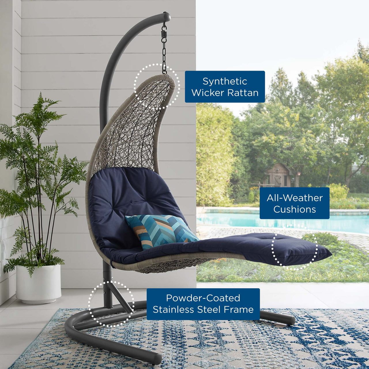 Magic Carpet Swing Chair, Light Gray & Navy