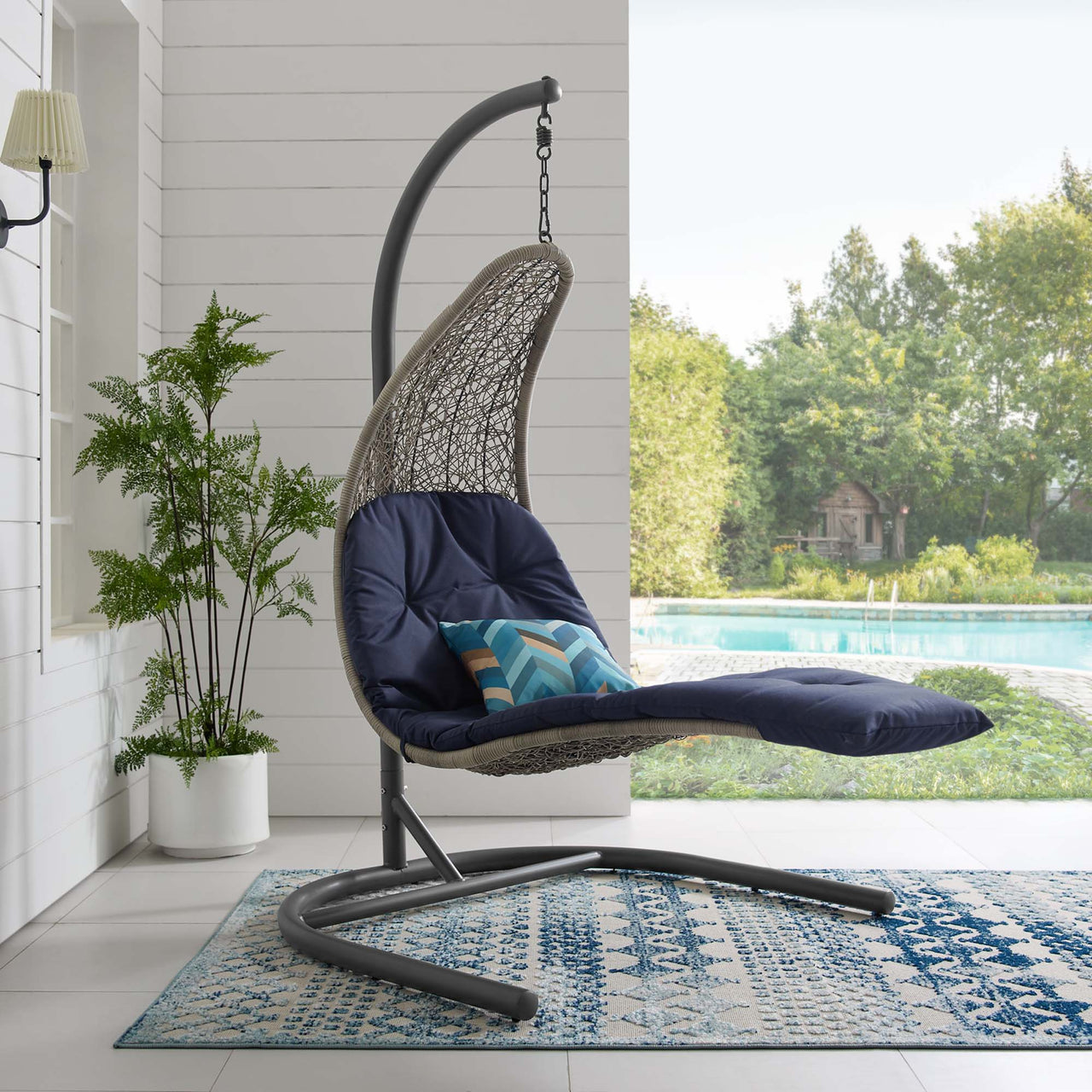 Magic Carpet Swing Chair, Light Gray & Navy