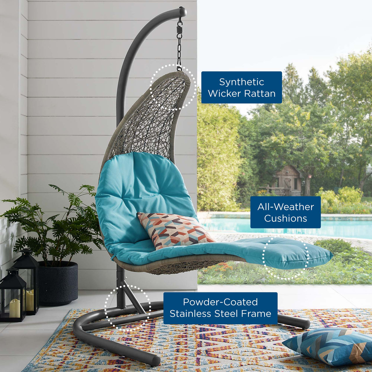 Magic Carpet Swing Chair, Light Gray & Turquoise