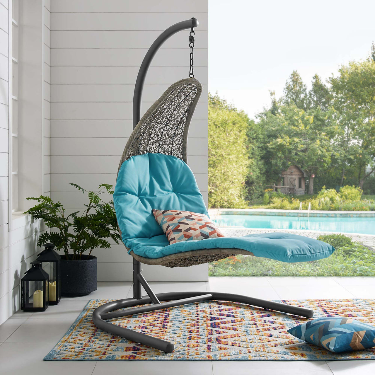 Magic Carpet Swing Chair, Light Gray & Turquoise
