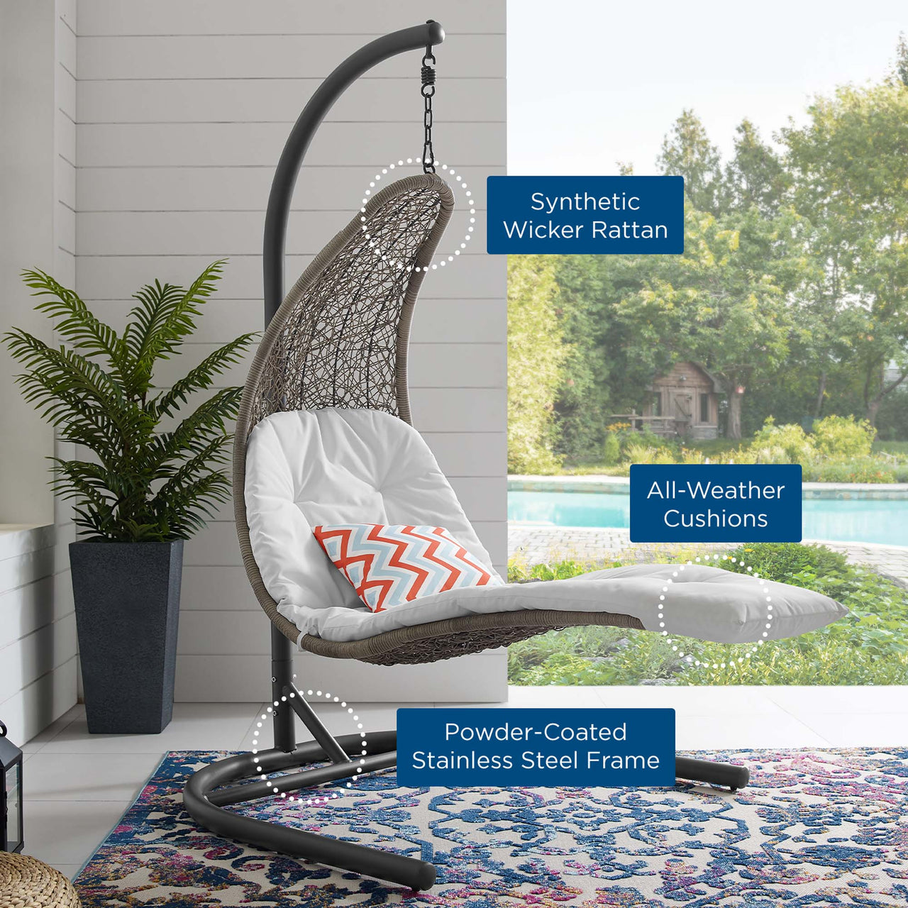 Magic Carpet Swing Chair, Light Gray & White