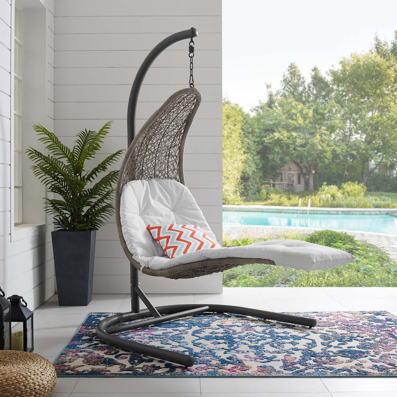 Magic Carpet Swing Chair, Light Gray & White