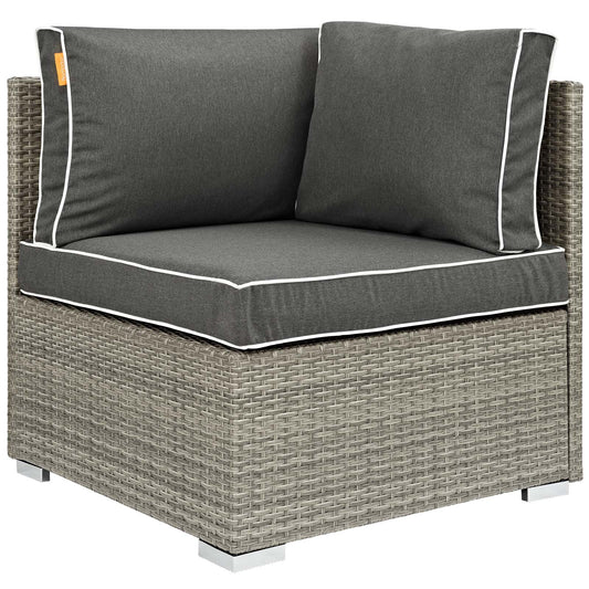 Gerrymander Alfresco Corner Chair | Outdoor Modular Sectional Component, Light Gray & Charcoal