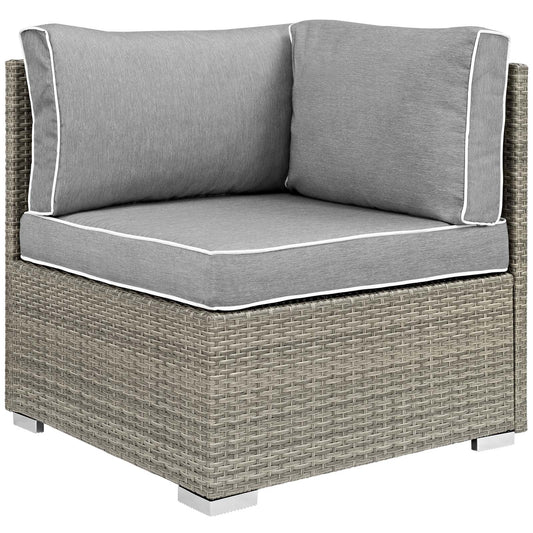 Gerrymander Alfresco Corner Chair | Outdoor Modular Sectional Component, Light Gray & Gray