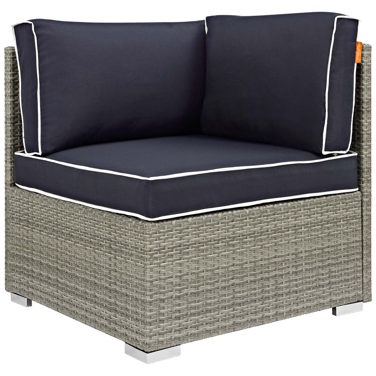 Gerrymander Alfresco Corner Chair | Outdoor Modular Sectional Component, Light Gray & Navy