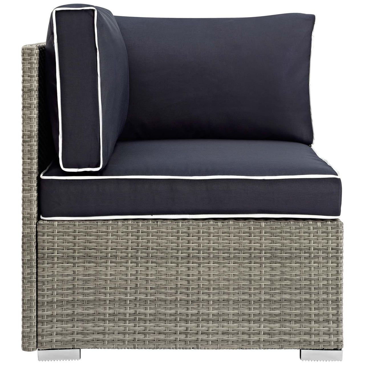 Gerrymander Alfresco Corner Chair | Outdoor Modular Sectional Component, Light Gray & Navy