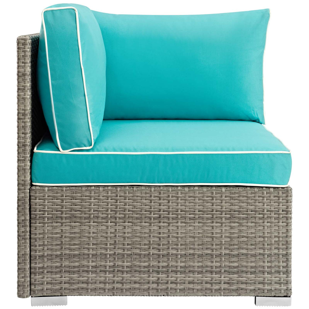 Gerrymander Alfresco Corner Chair | Outdoor Modular Sectional Component, Light Gray & Turquoise