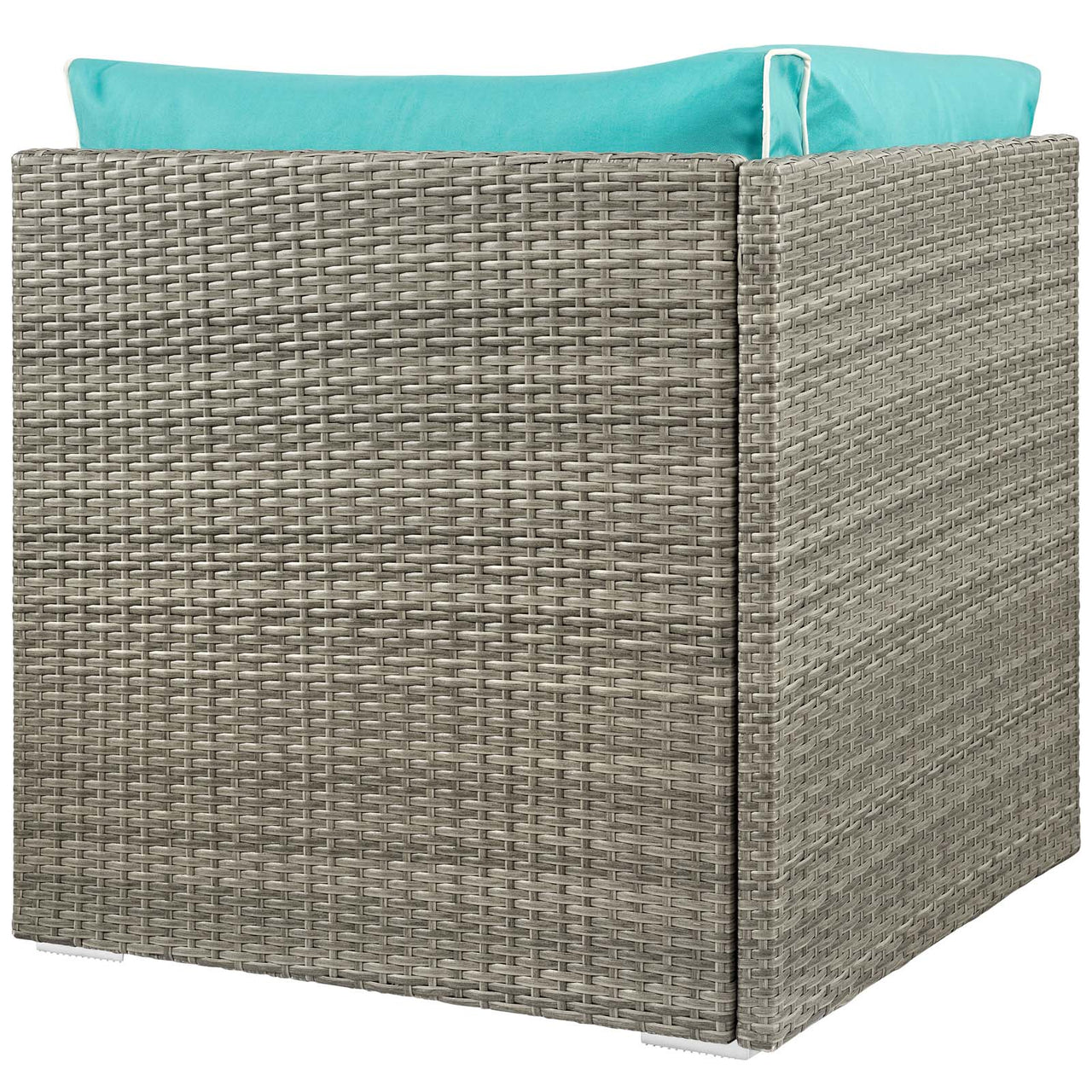Gerrymander Alfresco Corner Chair | Outdoor Modular Sectional Component, Light Gray & Turquoise