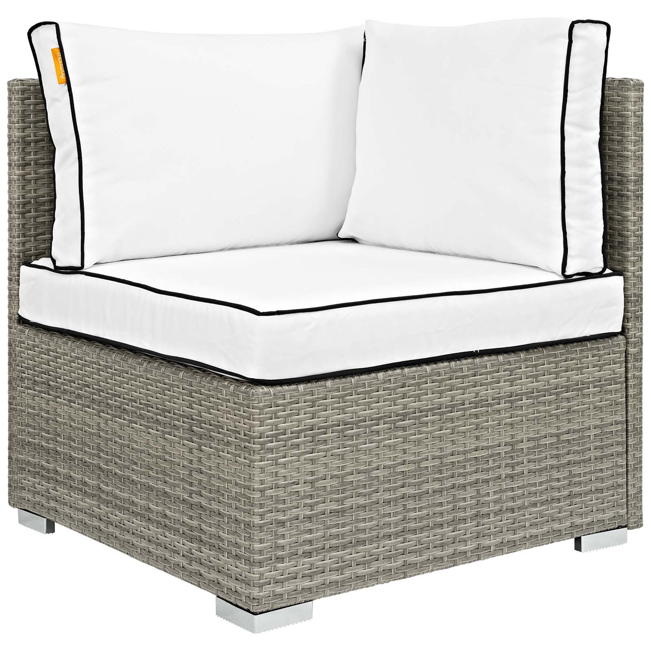 Gerrymander Alfresco Corner Chair | Outdoor Modular Sectional Component, Light Gray & White
