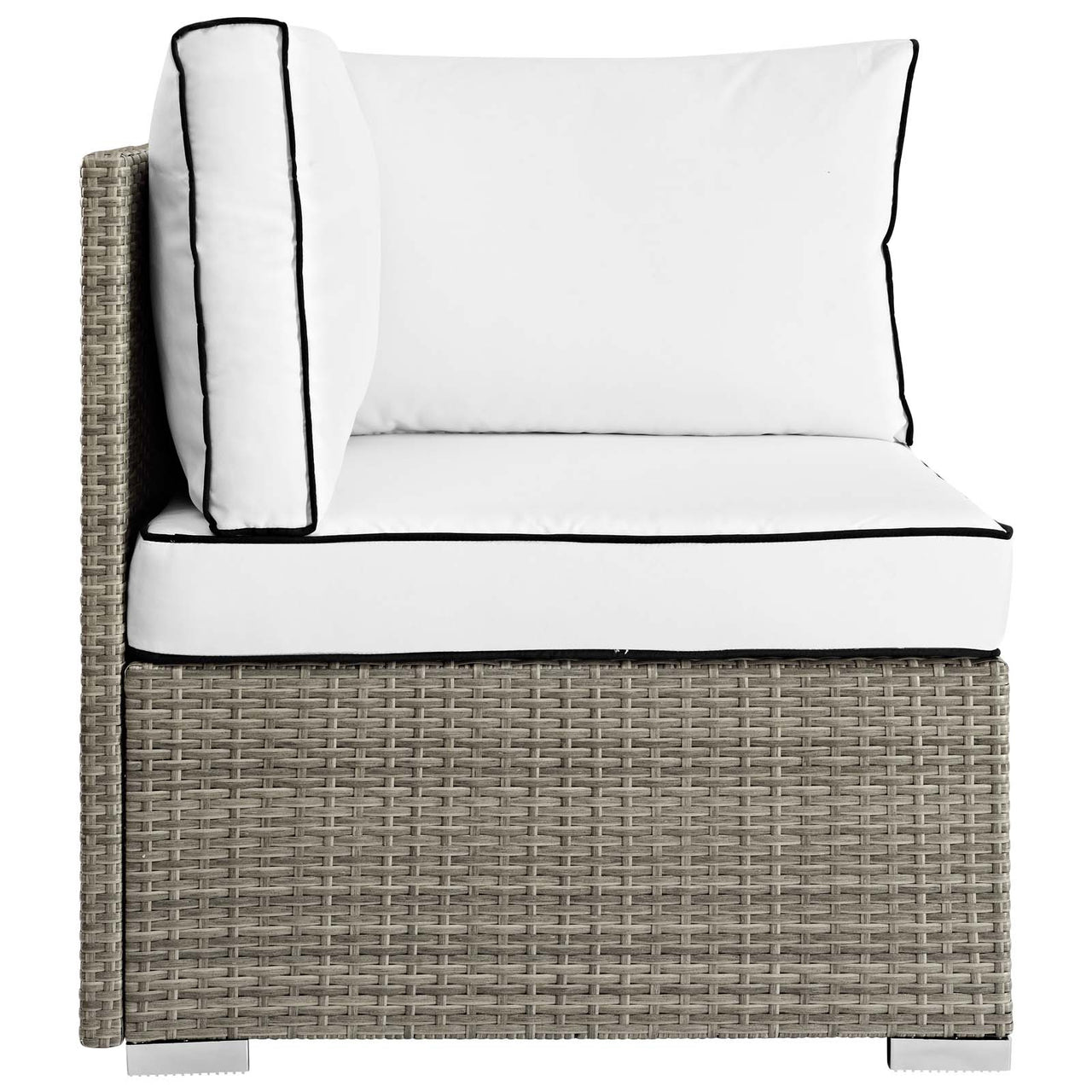 Gerrymander Alfresco Corner Chair | Outdoor Modular Sectional Component, Light Gray & White