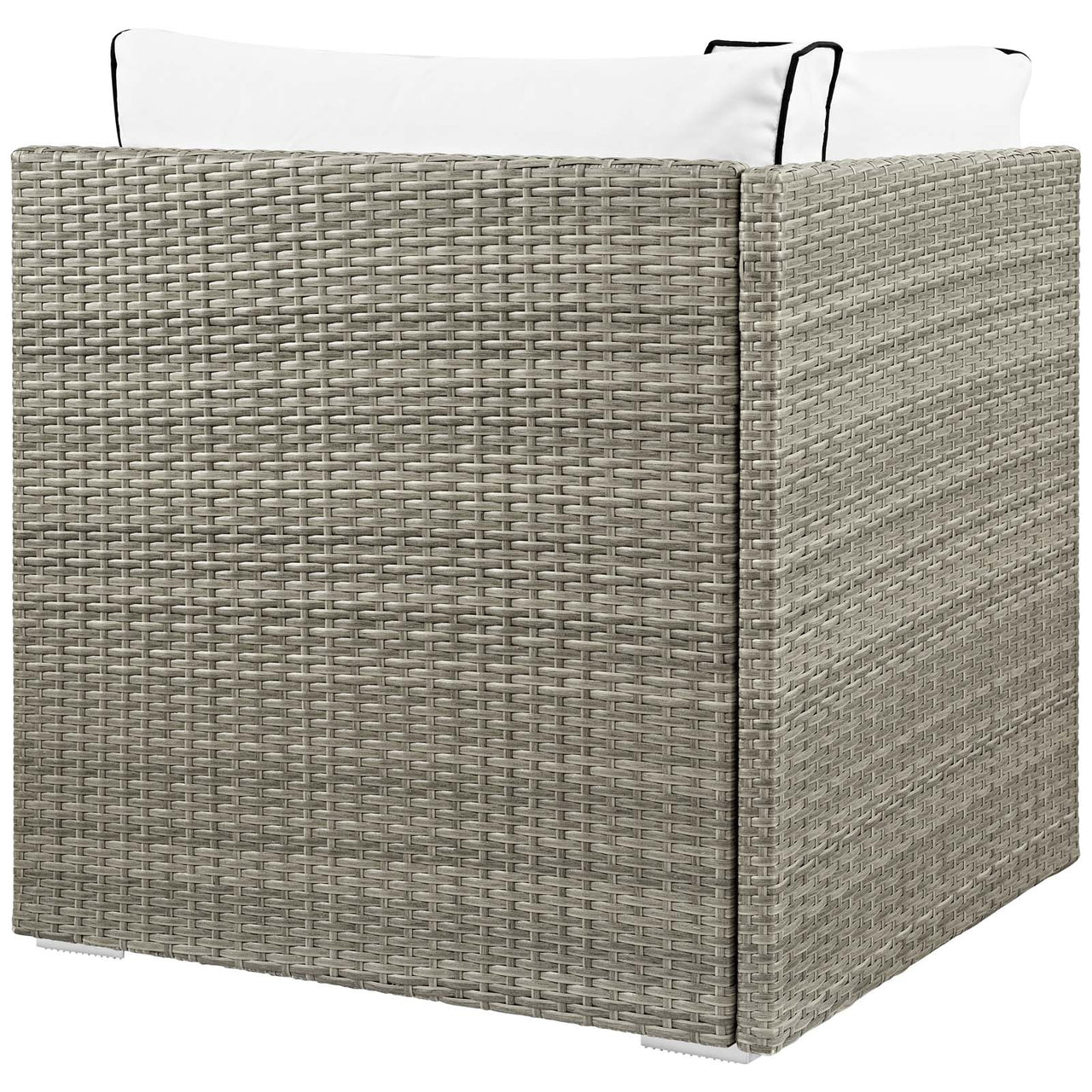 Gerrymander Alfresco Corner Chair | Outdoor Modular Sectional Component, Light Gray & White