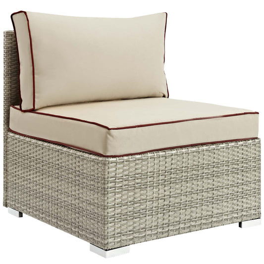 Gerrymander Alfresco Armless Chair | Outdoor Modular Sectional Component, Light Gray & Beige