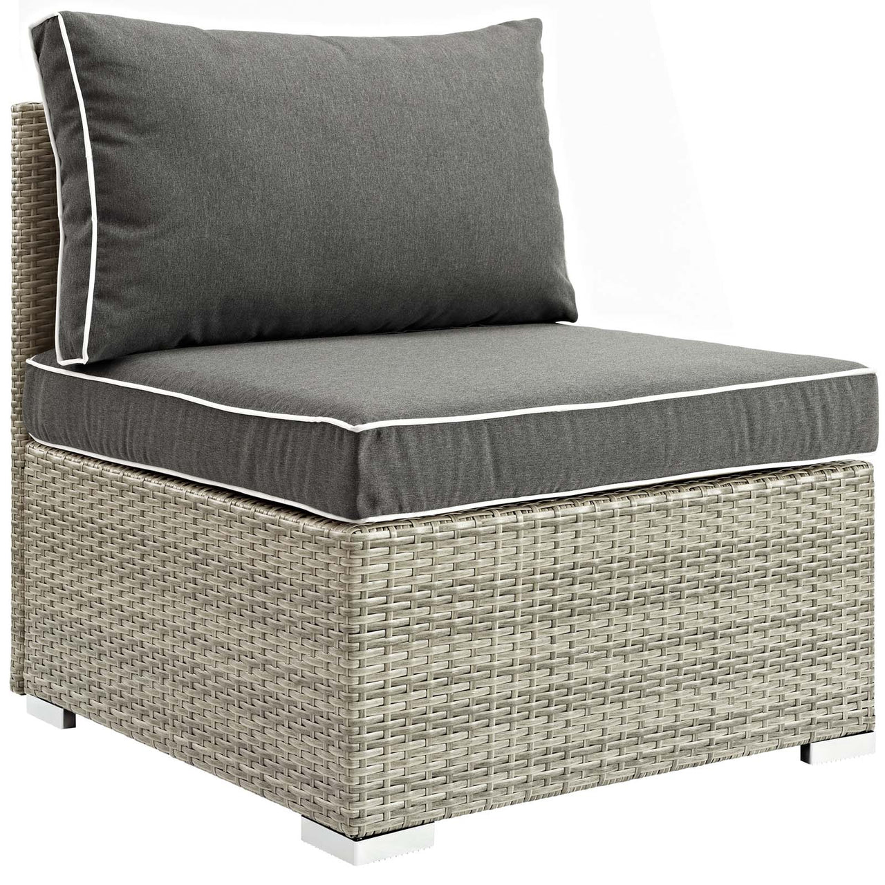 Gerrymander Alfresco Armless Chair | Outdoor Modular Sectional Component, Light Gray & Charcoal