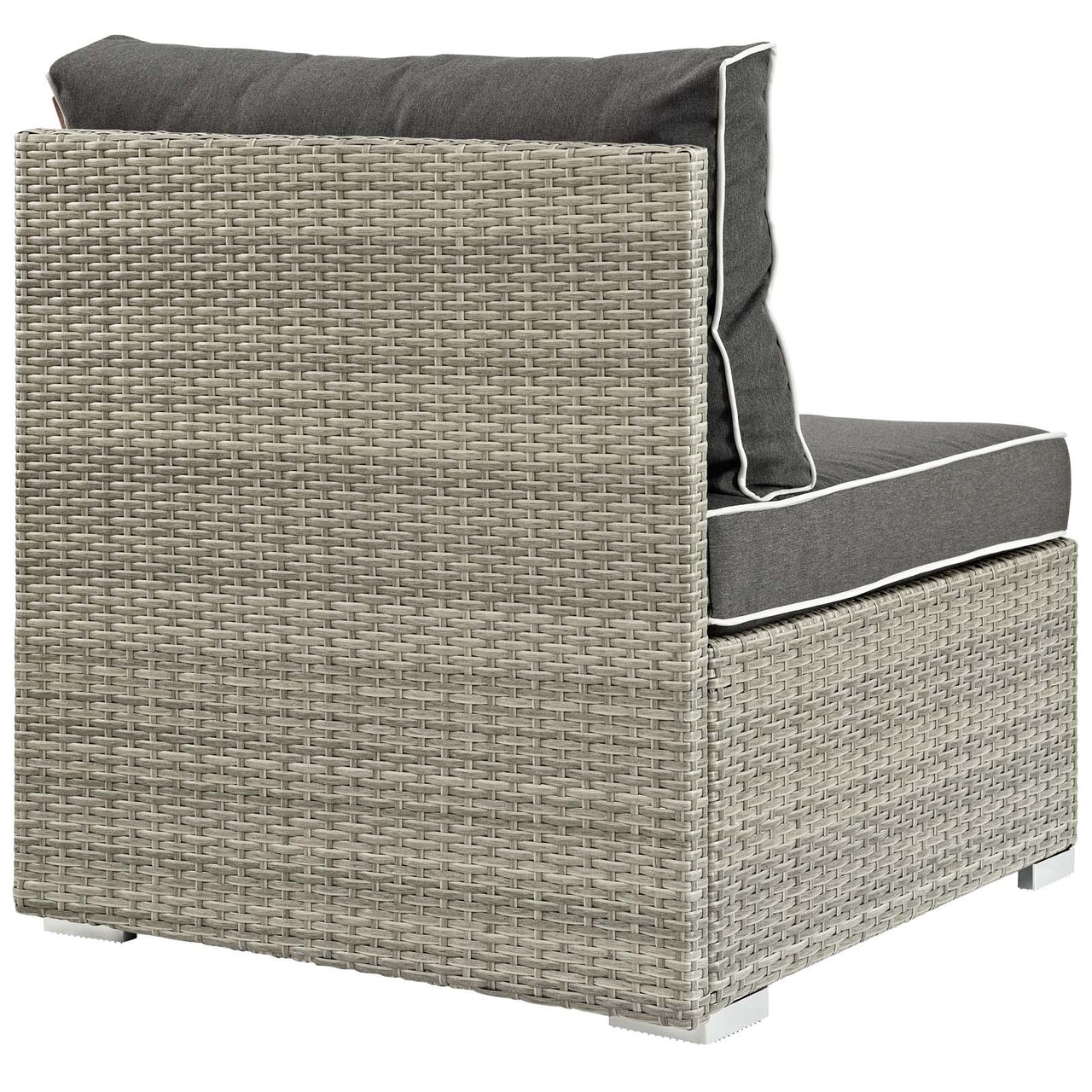 Gerrymander Alfresco Armless Chair | Outdoor Modular Sectional Component, Light Gray & Charcoal