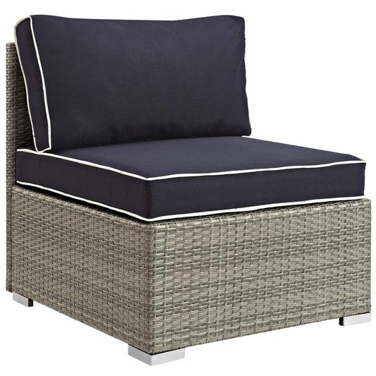 Gerrymander Alfresco Armless Chair | Outdoor Modular Sectional Component, Light Gray & Navy