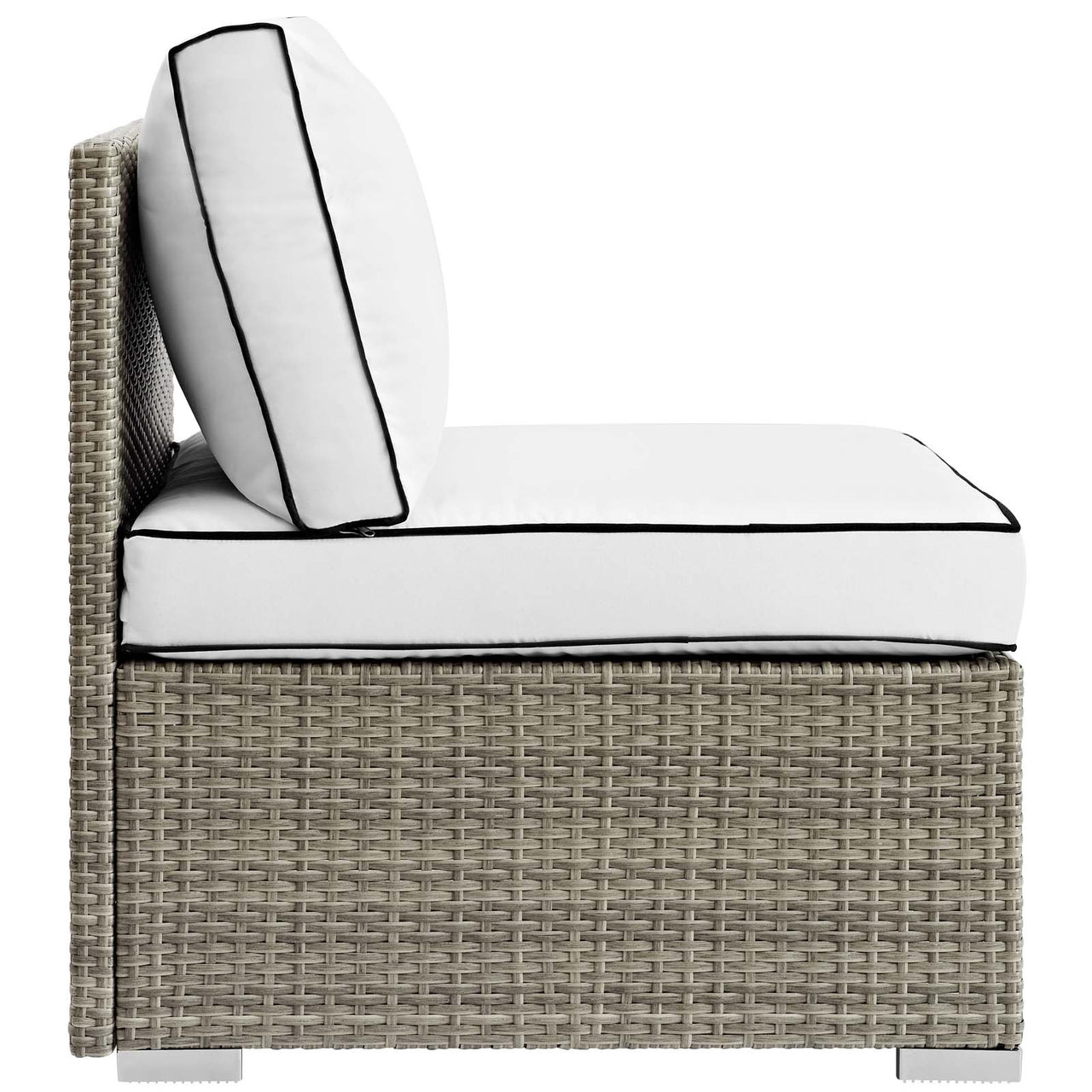 Gerrymander Alfresco Armless Chair | Outdoor Modular Sectional Component, Light Gray & White