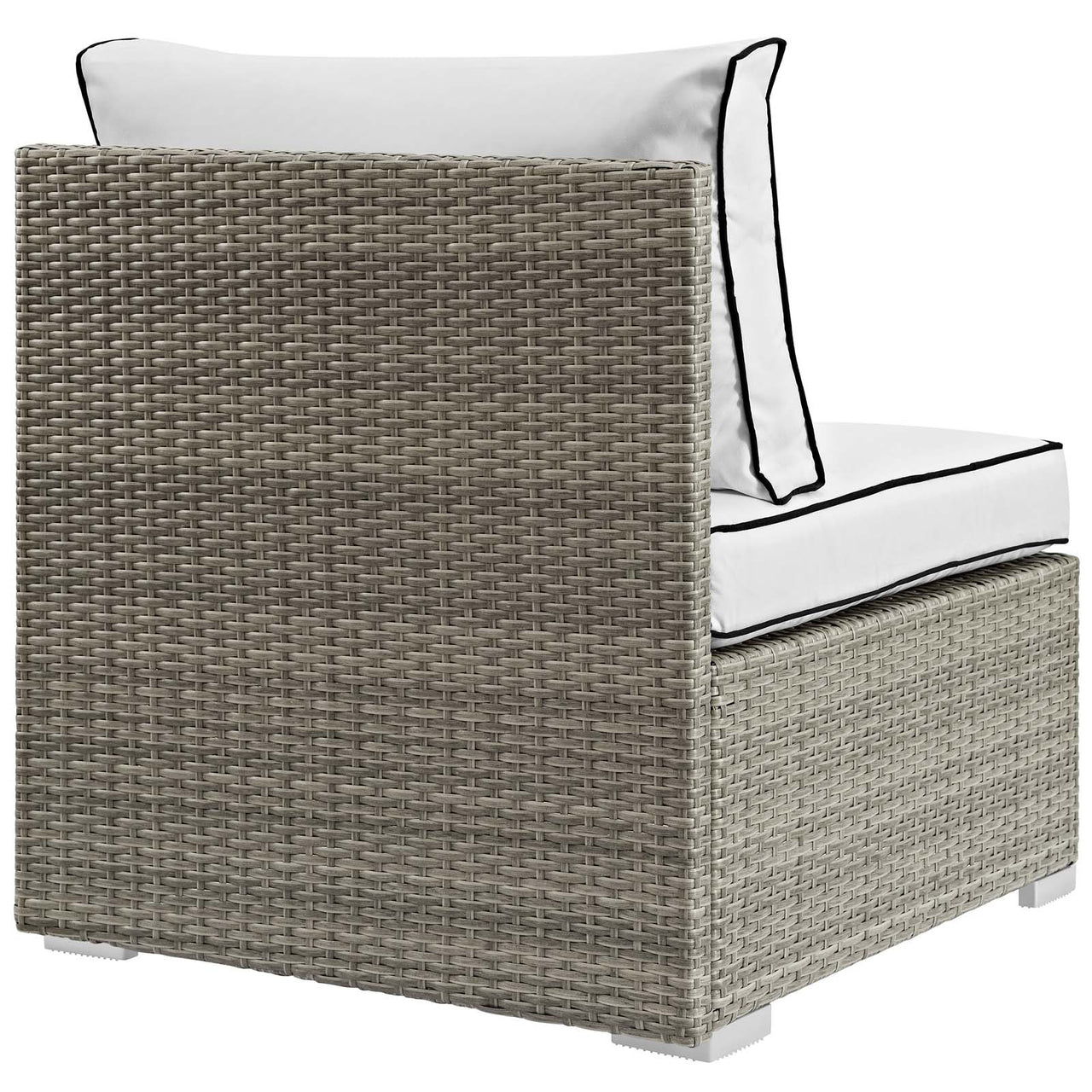 Gerrymander Alfresco Armless Chair | Outdoor Modular Sectional Component, Light Gray & White