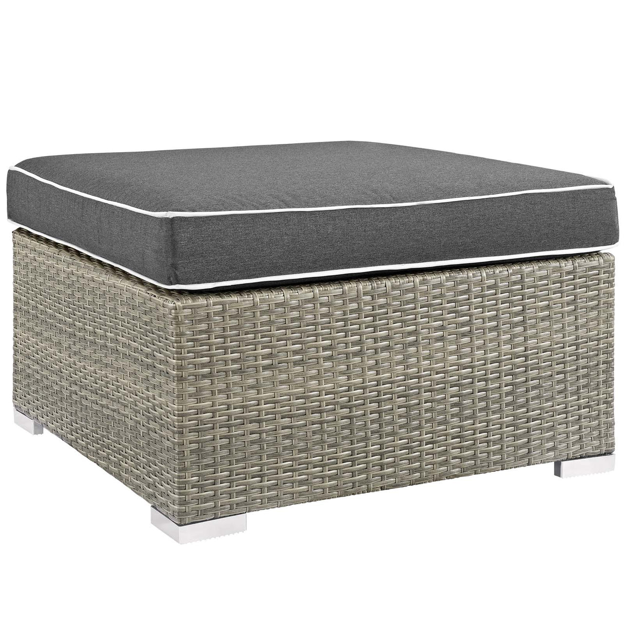 Gerrymander Alfresco Ottoman | Outdoor Modular Sectional Component, Light Gray & Charcoal
