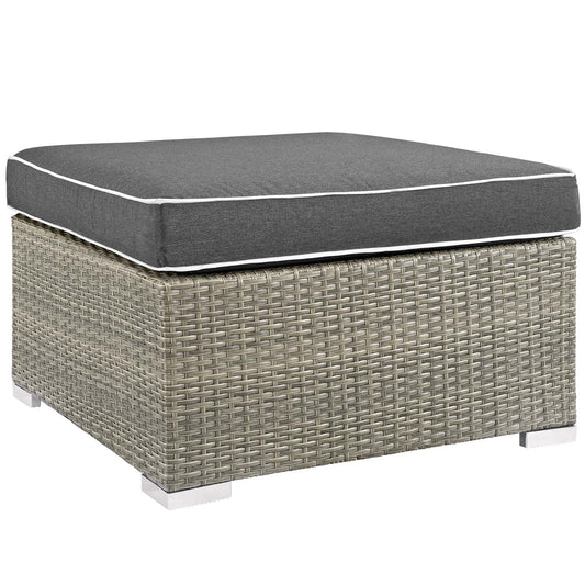 Gerrymander Alfresco Ottoman | Outdoor Modular Sectional Component, Light Gray & Charcoal