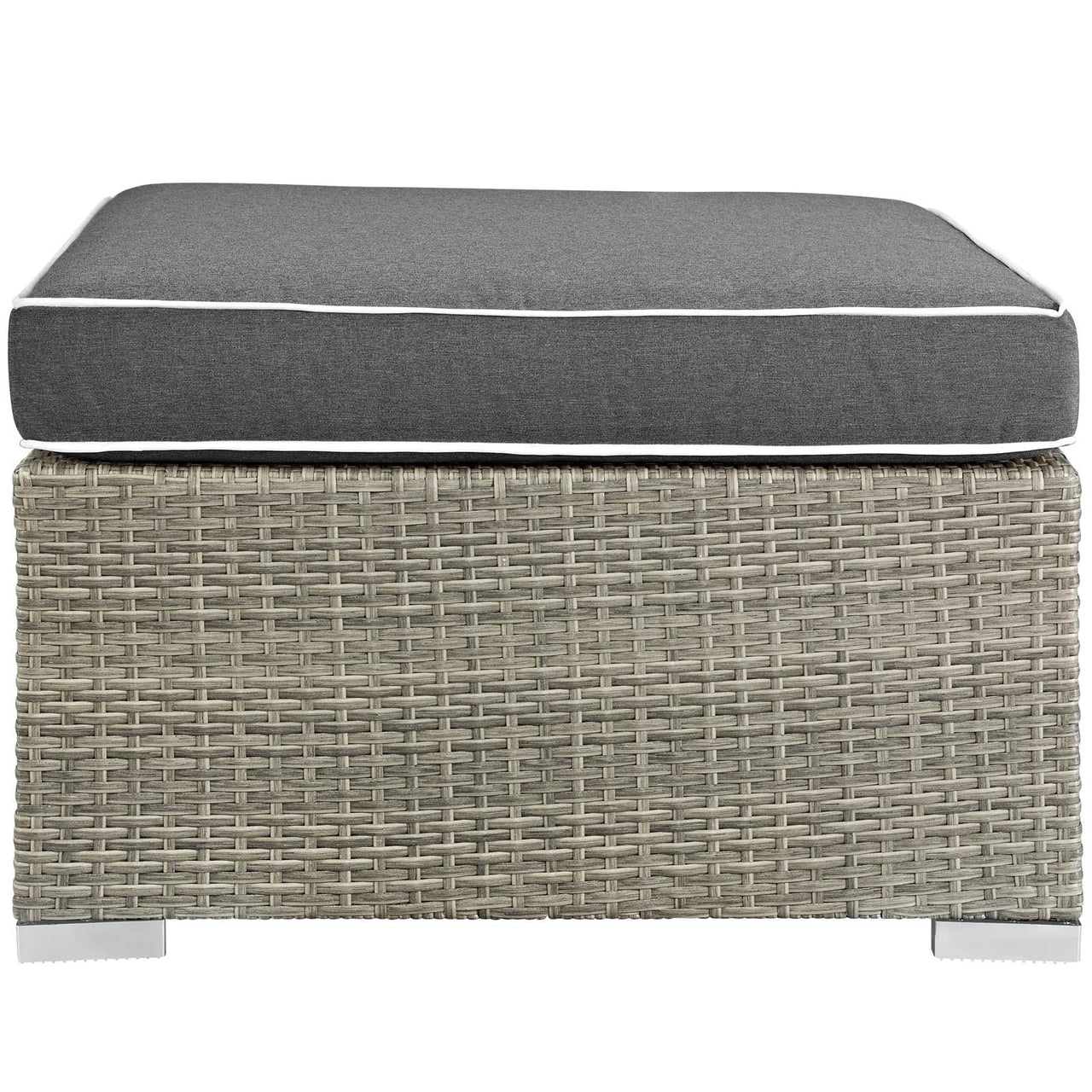 Gerrymander Alfresco Ottoman | Outdoor Modular Sectional Component, Light Gray & Charcoal