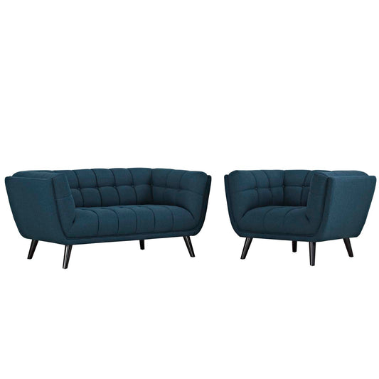 Caress 2-Piece Fabric Loveseat and Armchair Set, Blue