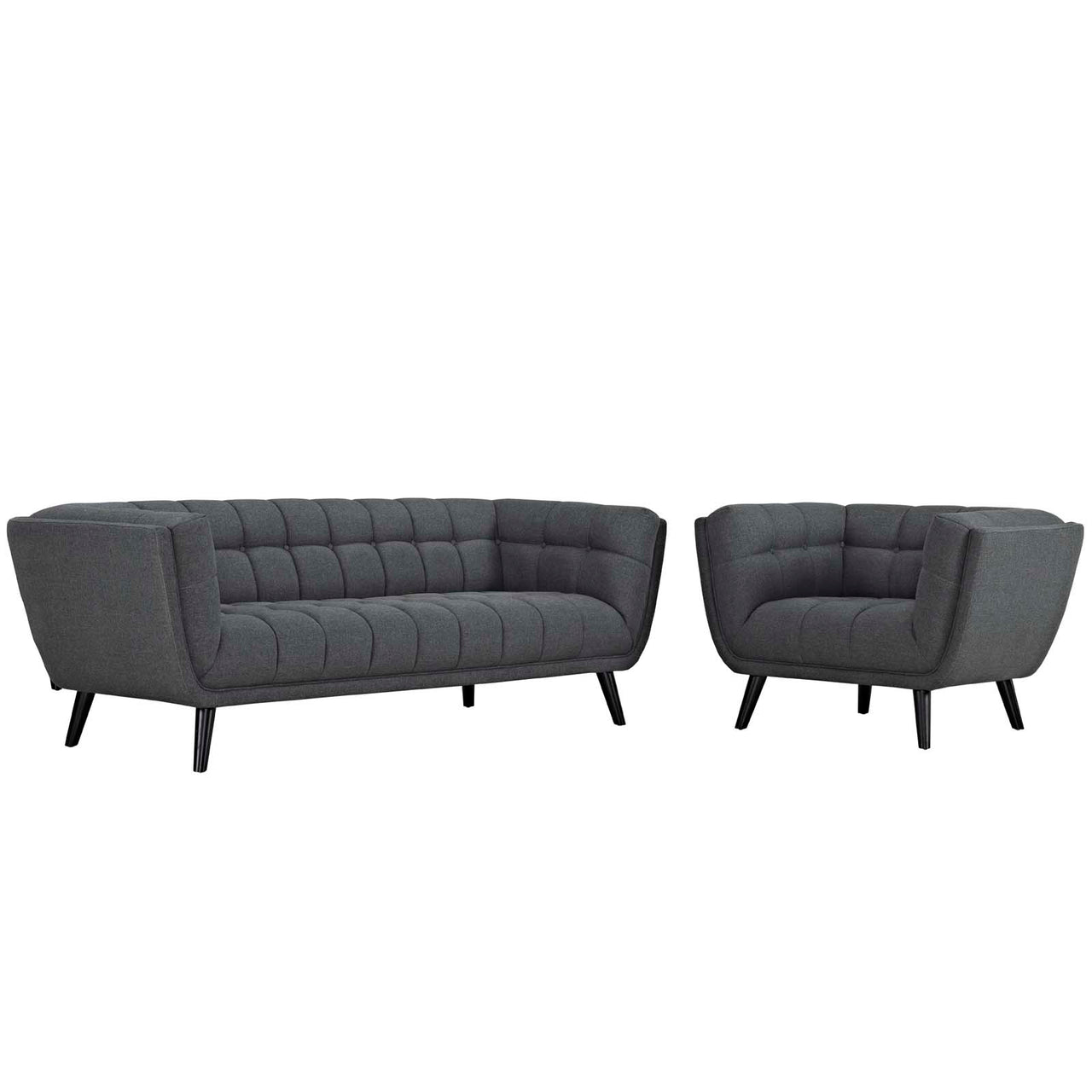 Caress 2-Piece Fabric Sofa & Armchair Set, Gray