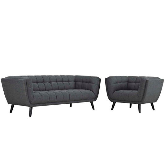 Caress 2-Piece Fabric Sofa & Armchair Set, Gray