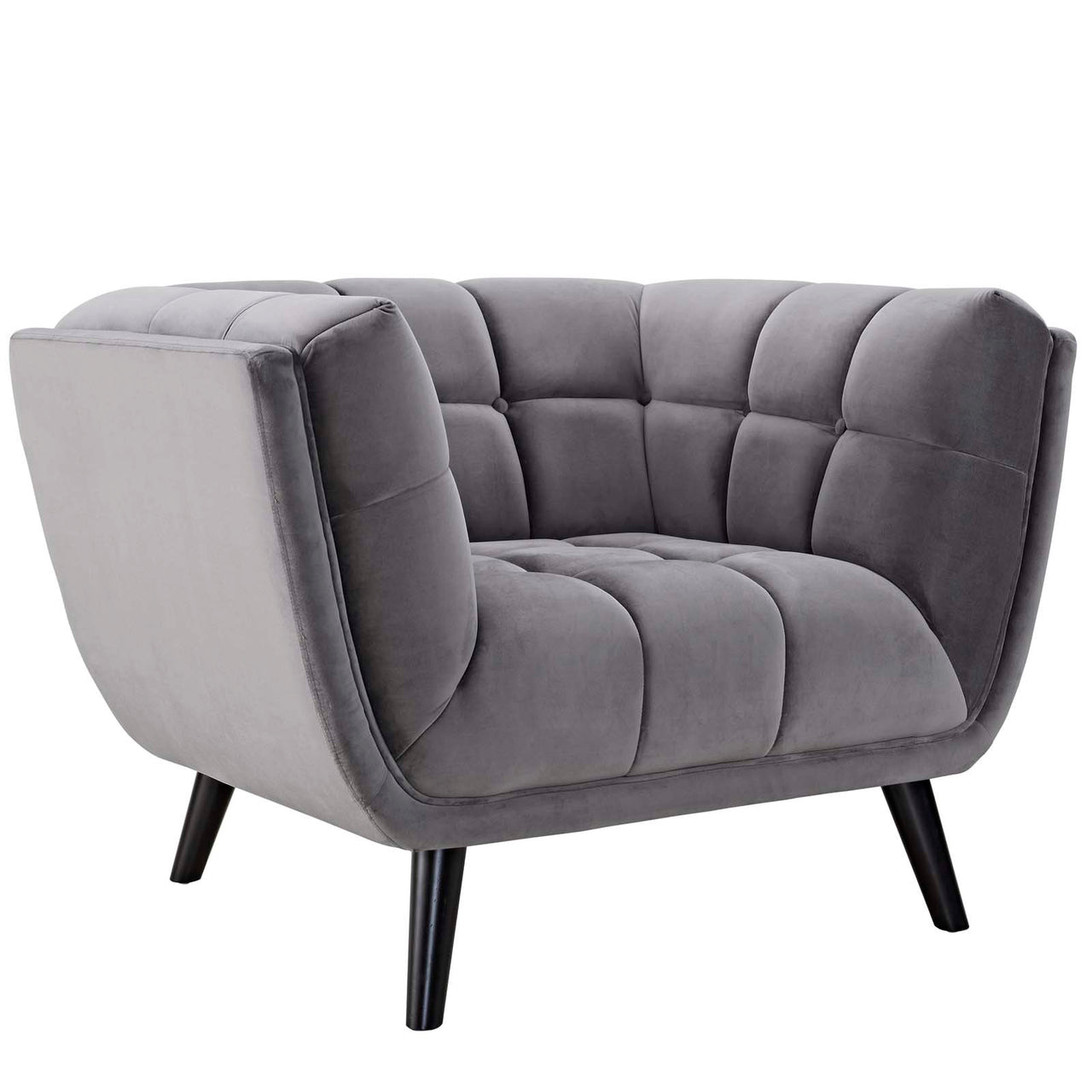 Caress 3-Piece Velvet Sofa & Armchair Set, Gray