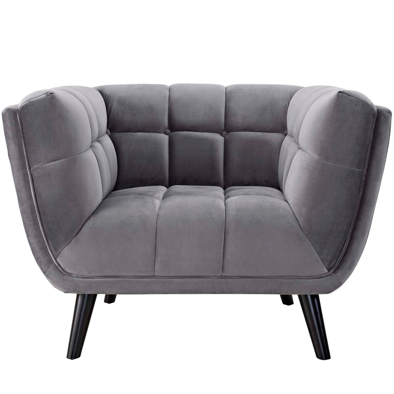 Caress 3-Piece Velvet Sofa & Armchair Set, Gray