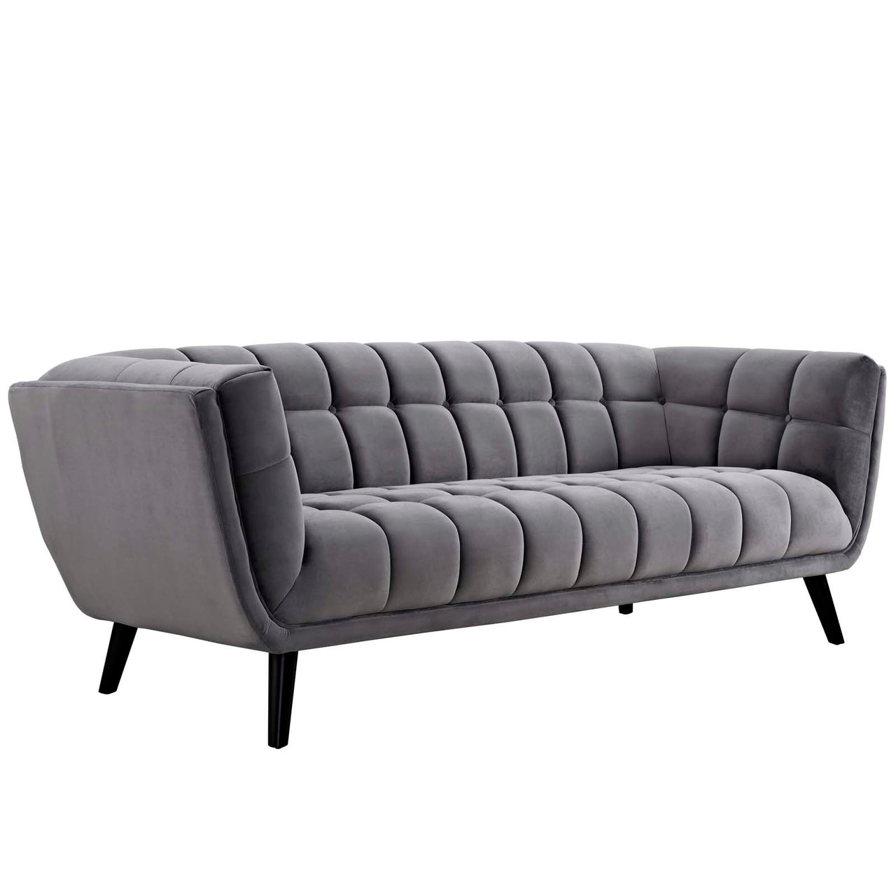 Caress 3-Piece Velvet Sofa & Armchair Set, Gray